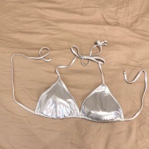 PINK Victoria’s Secret Silver Bikini Top
